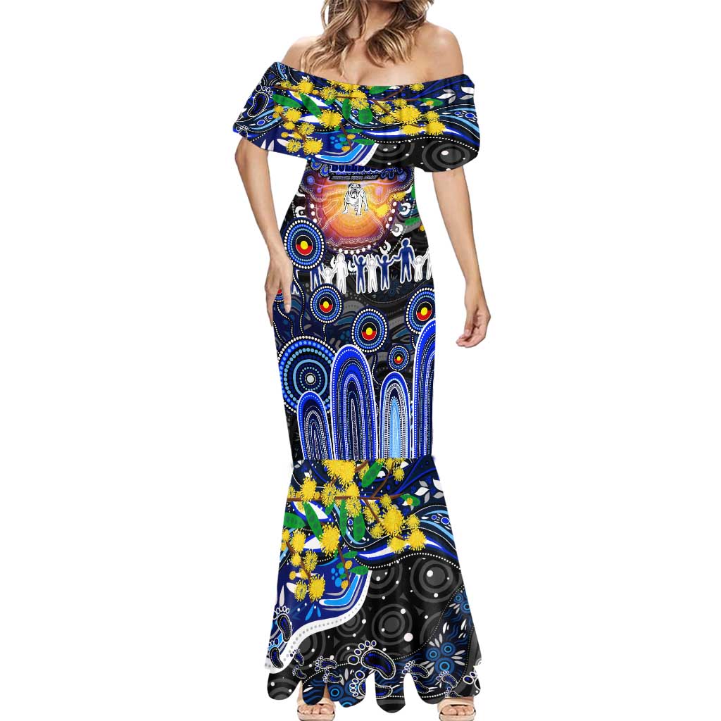 Personalised NAIDOC Week 2025 Bulldogs Rugby Mermaid Dress Aboriginal Dot Painting