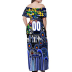 Personalised NAIDOC Week 2025 Bulldogs Rugby Off Shoulder Maxi Dress Aboriginal Dot Painting