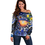 Personalised NAIDOC Week 2025 Bulldogs Rugby Off Shoulder Sweater Aboriginal Dot Painting