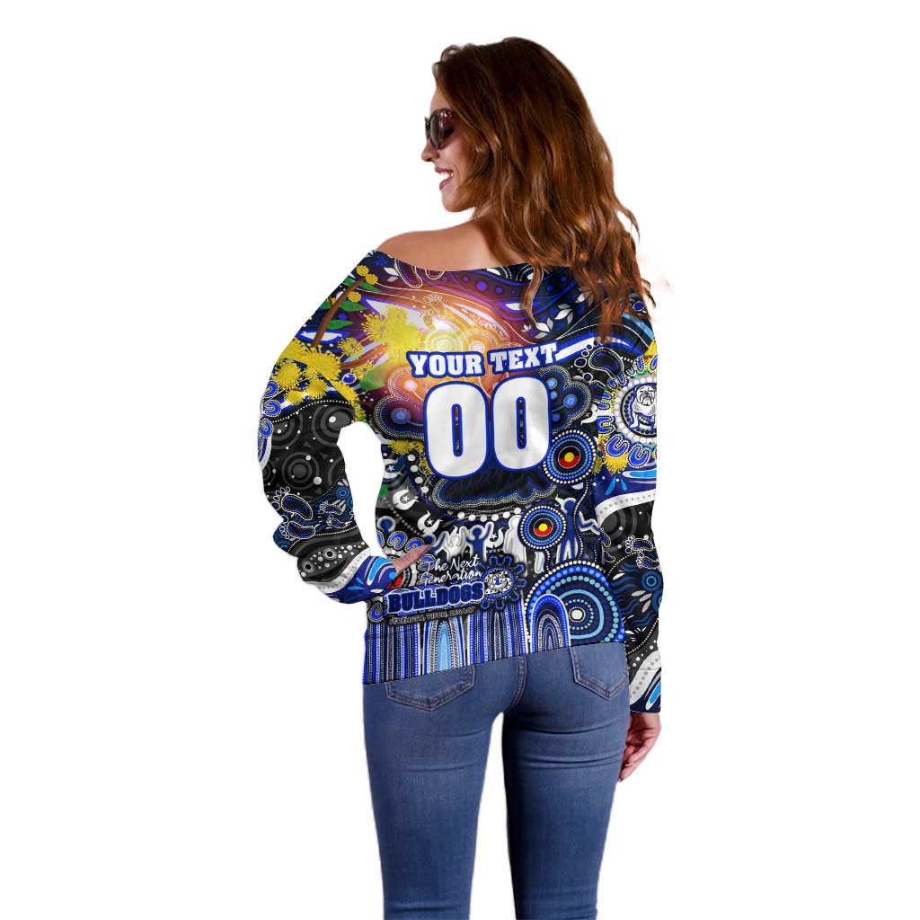 Personalised NAIDOC Week 2025 Bulldogs Rugby Off Shoulder Sweater Aboriginal Dot Painting