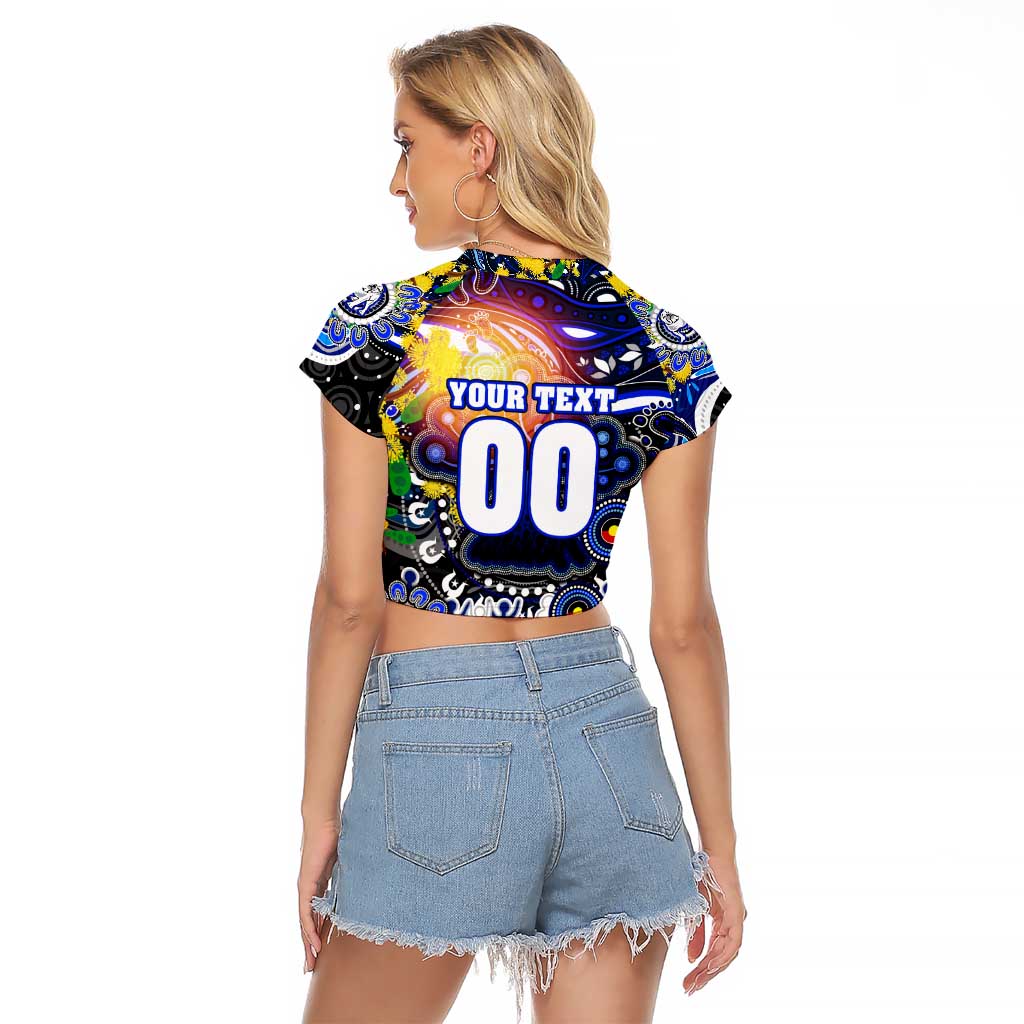 Personalised NAIDOC Week 2025 Bulldogs Rugby Raglan Cropped T Shirt Aboriginal Dot Painting