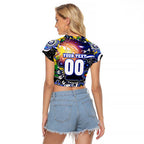 Personalised NAIDOC Week 2025 Bulldogs Rugby Raglan Cropped T Shirt Aboriginal Dot Painting