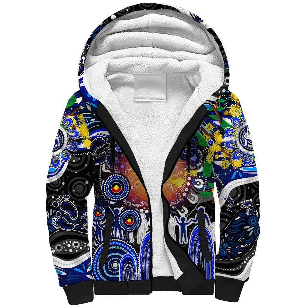 Personalised NAIDOC Week 2025 Bulldogs Rugby Sherpa Hoodie Aboriginal Dot Painting