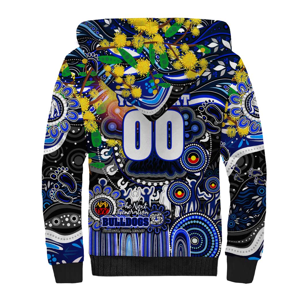 Personalised NAIDOC Week 2025 Bulldogs Rugby Sherpa Hoodie Aboriginal Dot Painting