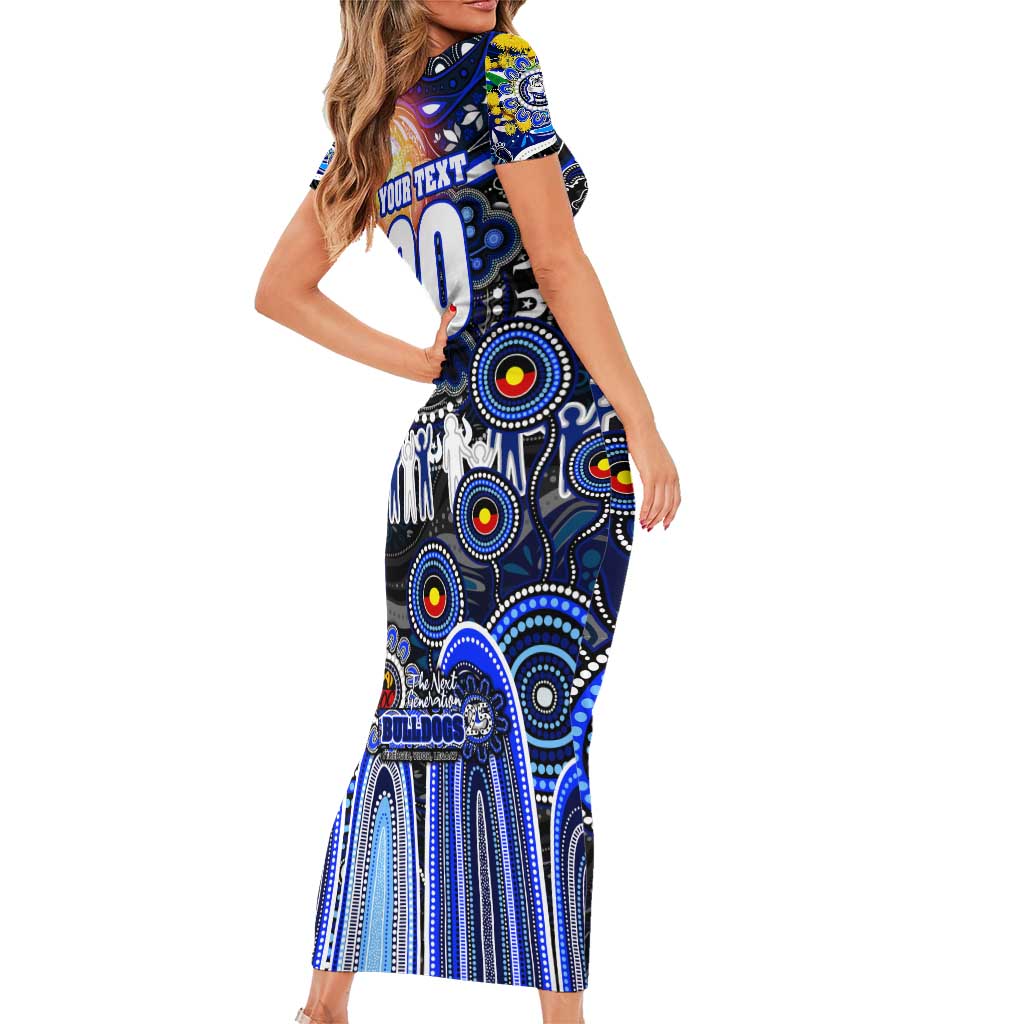 Personalised NAIDOC Week 2025 Bulldogs Rugby Short Sleeve Bodycon Dress Aboriginal Dot Painting