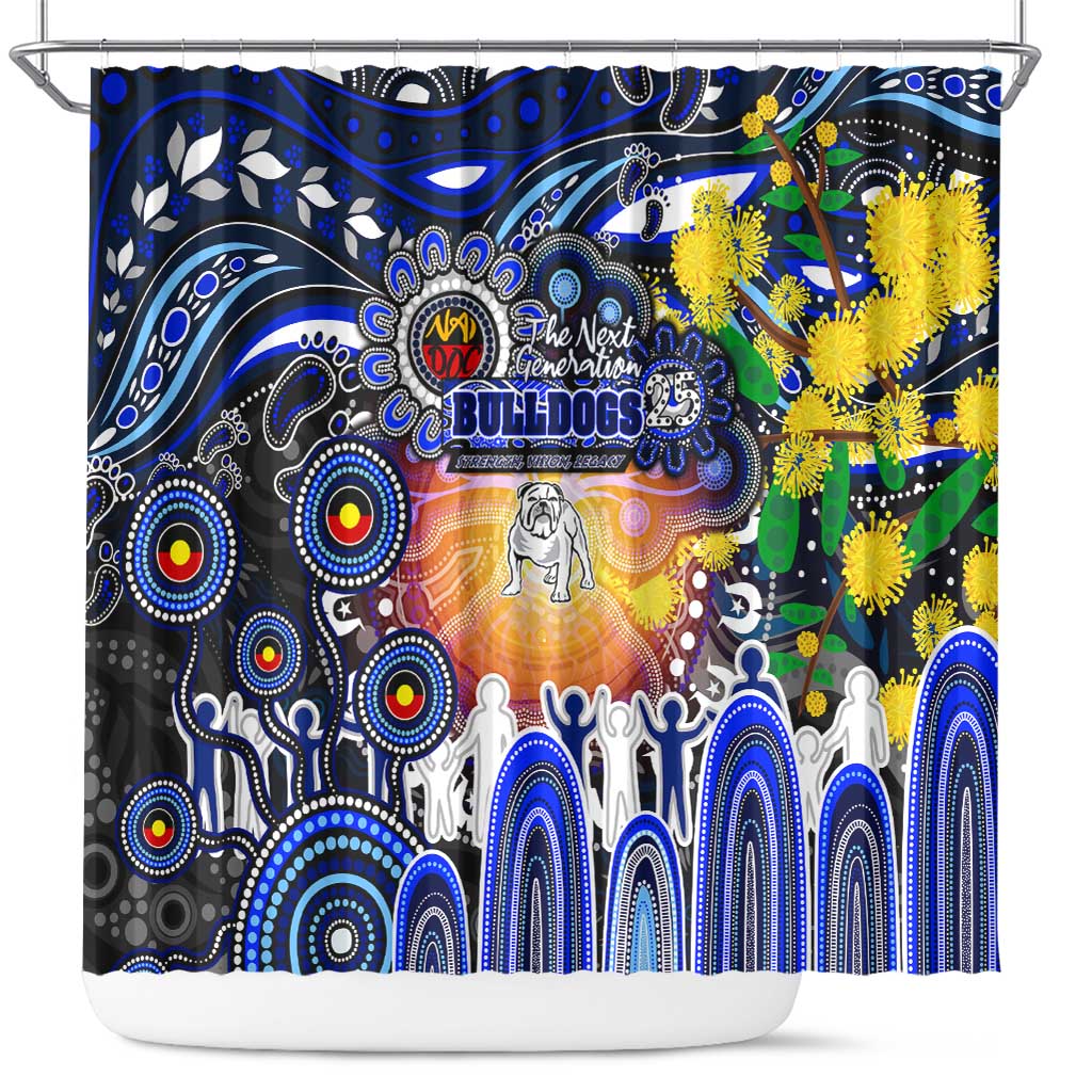 NAIDOC Week 2025 Bulldogs Rugby Shower Curtain Aboriginal Dot Painting