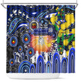 NAIDOC Week 2025 Bulldogs Rugby Shower Curtain Aboriginal Dot Painting
