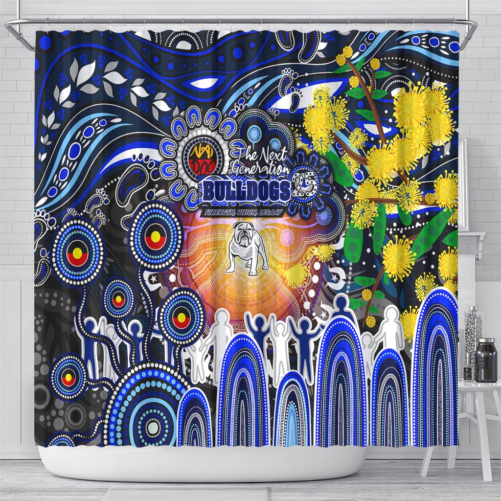 NAIDOC Week 2025 Bulldogs Rugby Shower Curtain Aboriginal Dot Painting