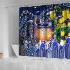 NAIDOC Week 2025 Bulldogs Rugby Shower Curtain Aboriginal Dot Painting
