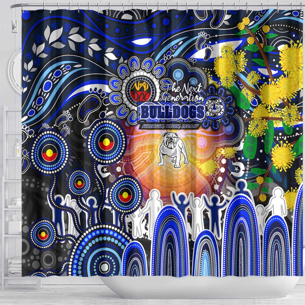 NAIDOC Week 2025 Bulldogs Rugby Shower Curtain Aboriginal Dot Painting