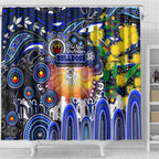 NAIDOC Week 2025 Bulldogs Rugby Shower Curtain Aboriginal Dot Painting