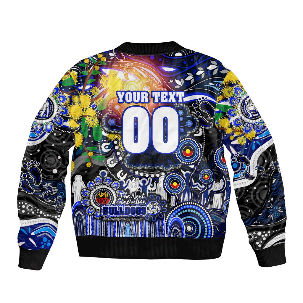 Personalised NAIDOC Week 2025 Bulldogs Rugby Sleeve Zip Bomber Jacket Aboriginal Dot Painting