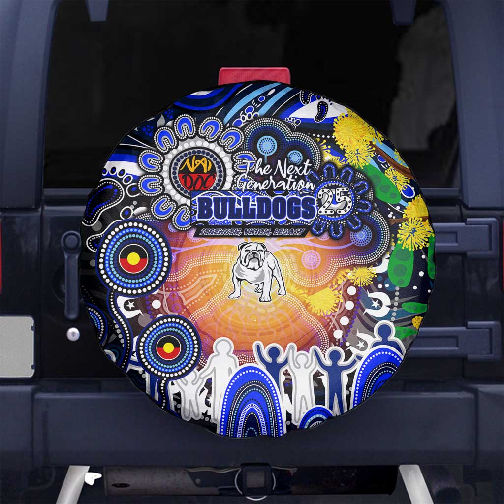 NAIDOC Week 2025 Bulldogs Rugby Spare Tire Cover Aboriginal Dot Painting