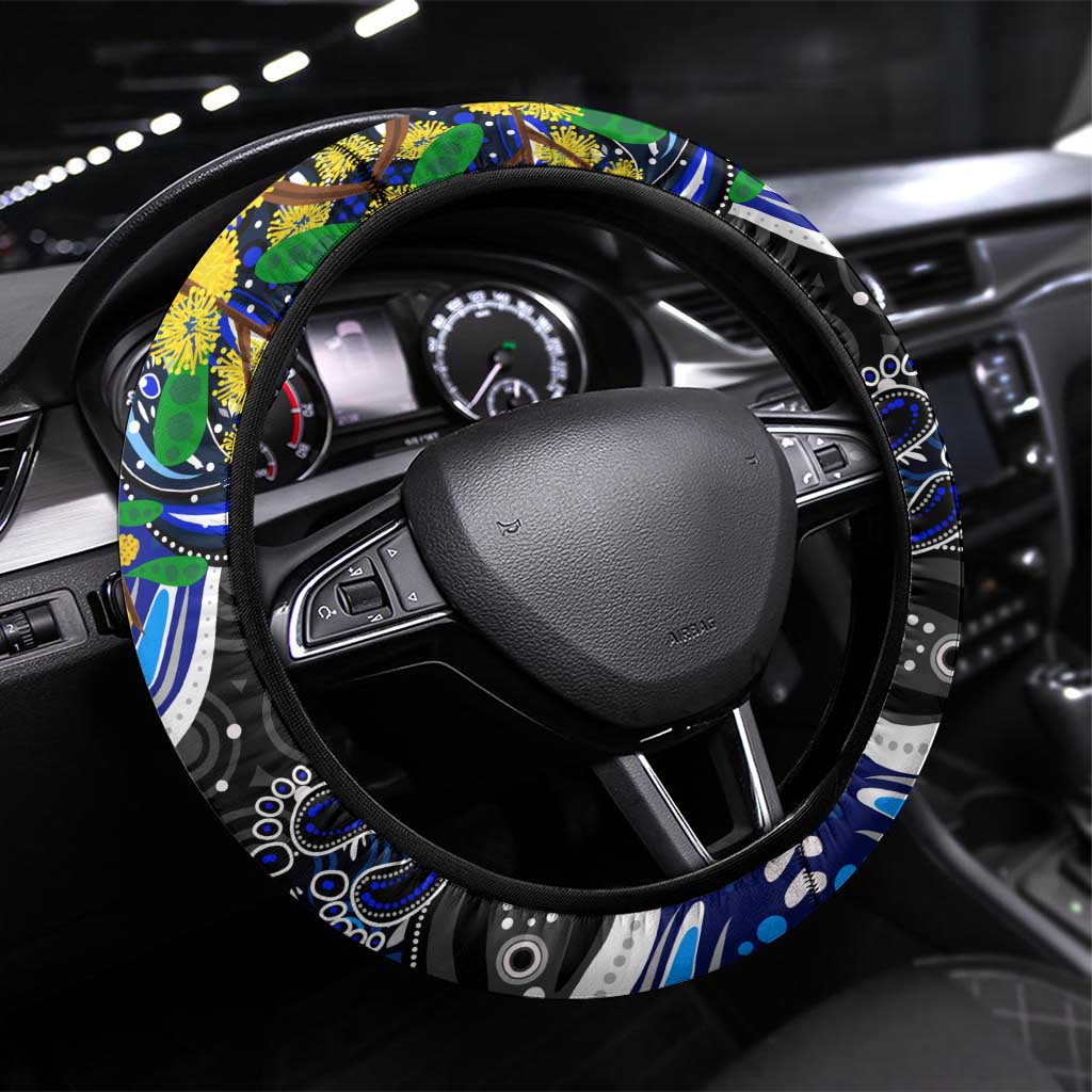 NAIDOC Week 2025 Bulldogs Rugby Steering Wheel Cover Aboriginal Dot Painting