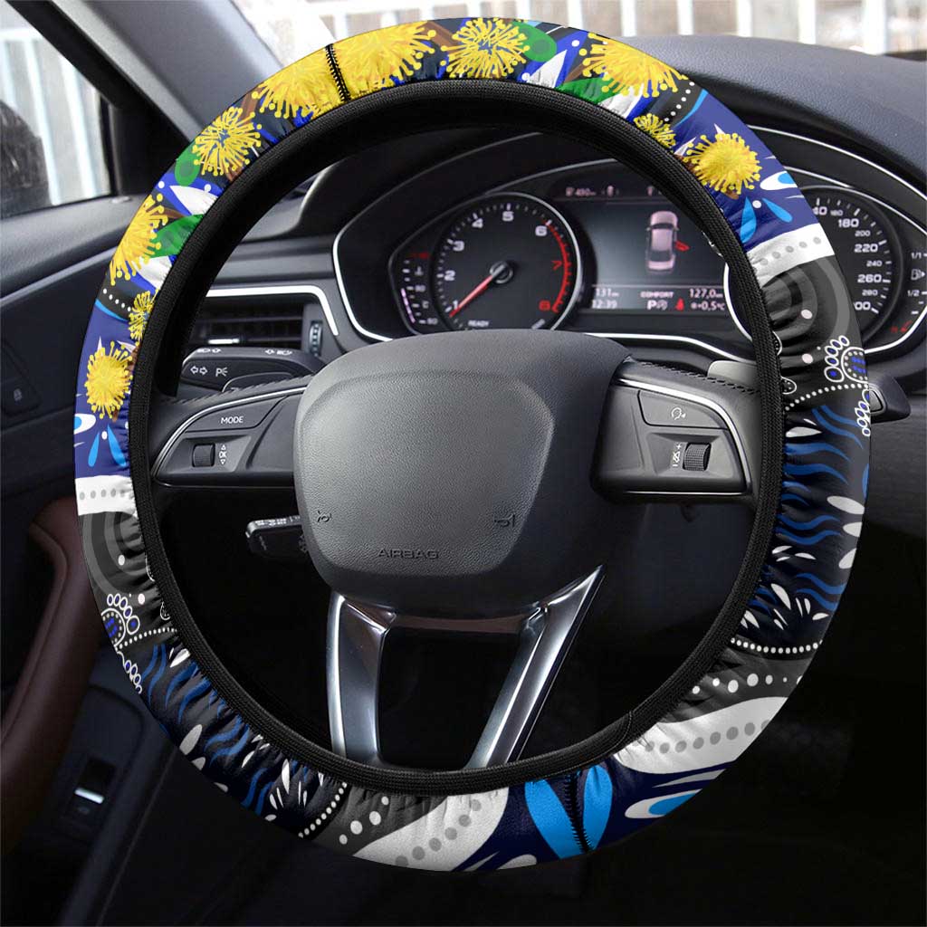 NAIDOC Week 2025 Bulldogs Rugby Steering Wheel Cover Aboriginal Dot Painting
