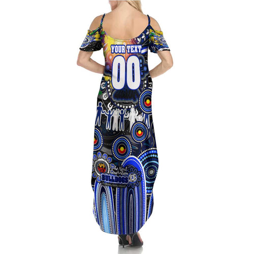 Personalised NAIDOC Week 2025 Bulldogs Rugby Summer Maxi Dress Aboriginal Dot Painting