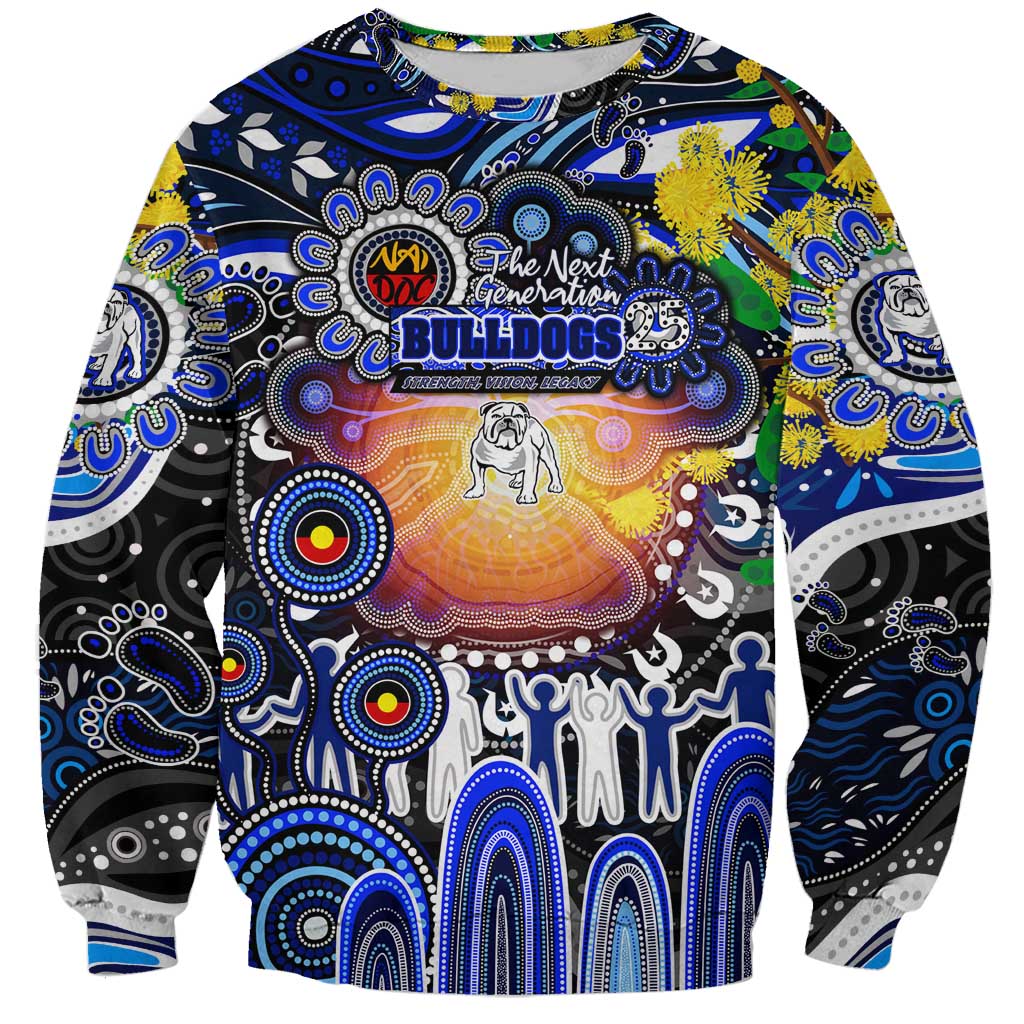 Personalised NAIDOC Week 2025 Bulldogs Rugby Sweatshirt Aboriginal Dot Painting