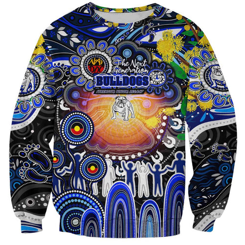 Personalised NAIDOC Week 2025 Bulldogs Rugby Sweatshirt Aboriginal Dot Painting