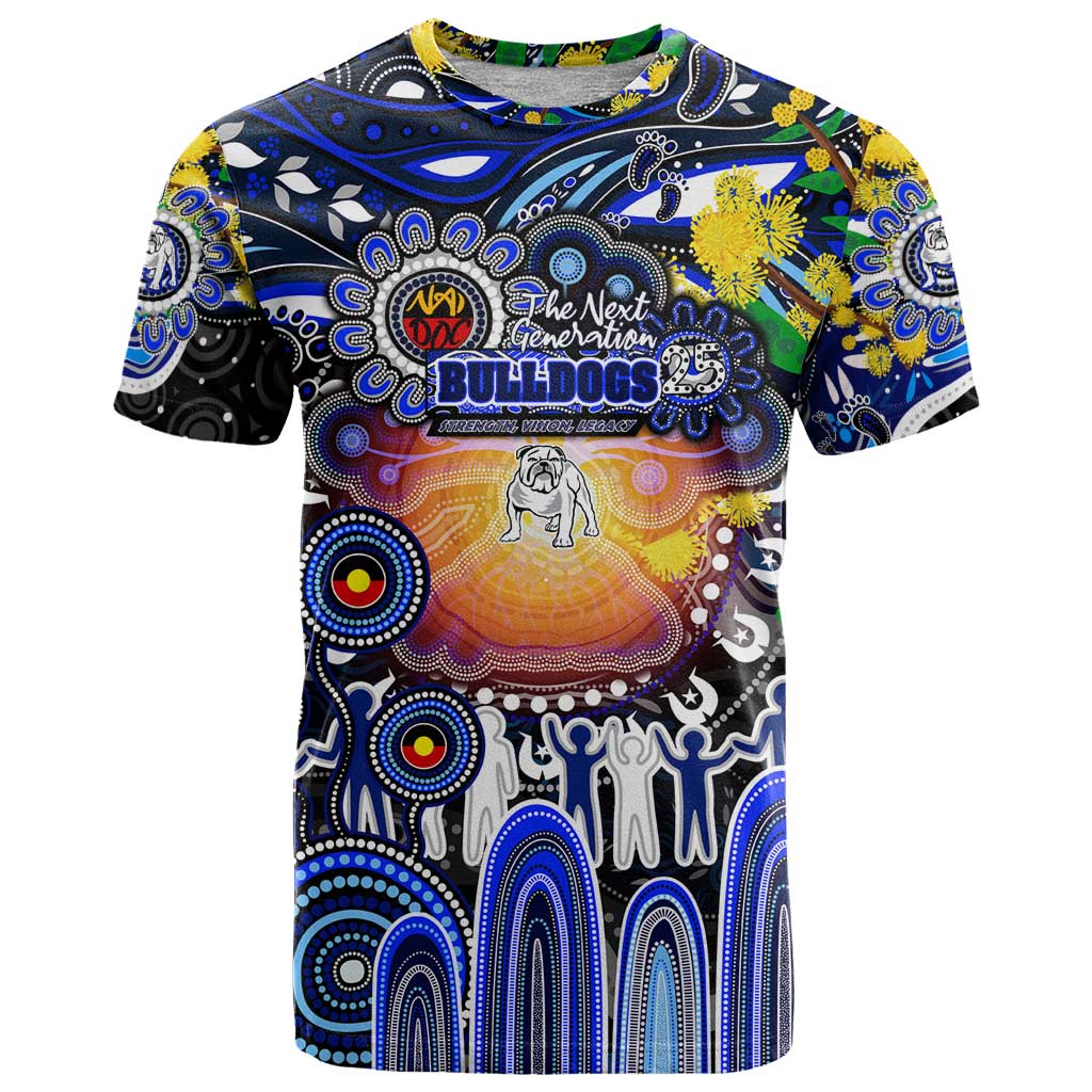 Personalised NAIDOC Week 2025 Bulldogs Rugby T Shirt Aboriginal Dot Painting