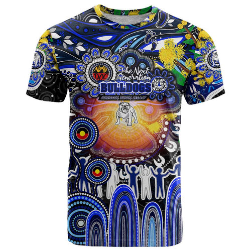 Personalised NAIDOC Week 2025 Bulldogs Rugby T Shirt Aboriginal Dot Painting