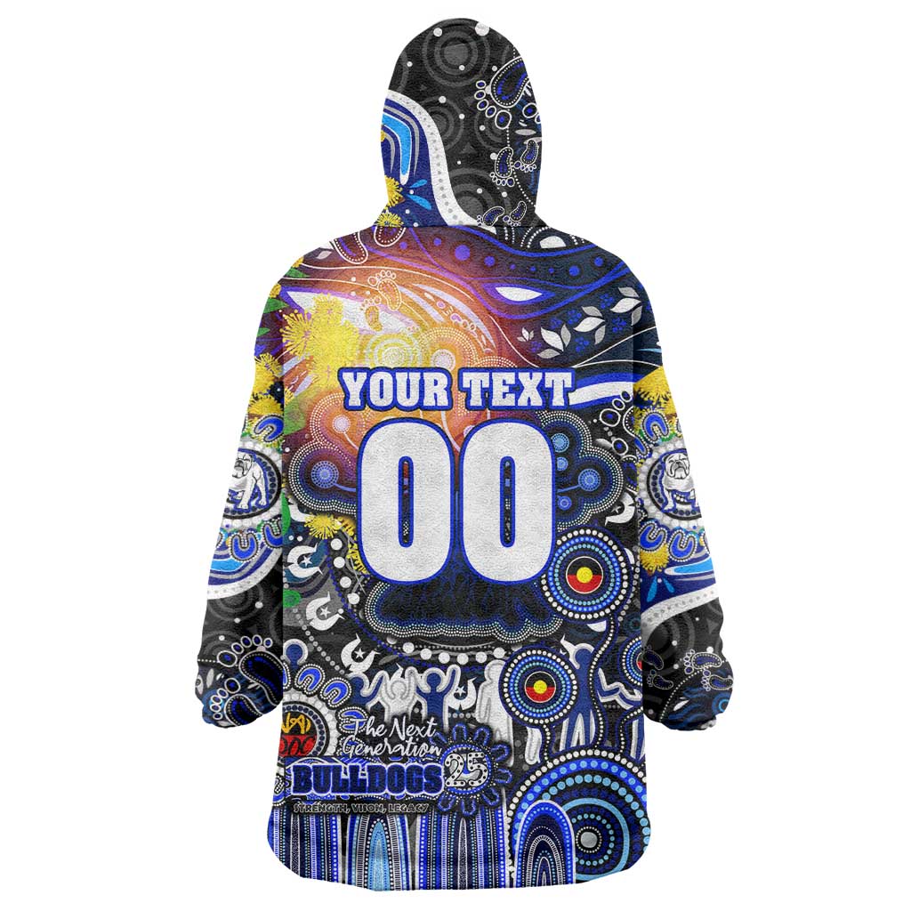 Personalised NAIDOC Week 2025 Bulldogs Rugby Wearable Blanket Hoodie Aboriginal Dot Painting