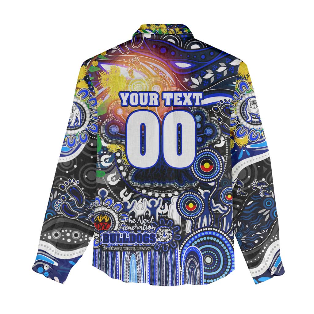 Personalised NAIDOC Week 2025 Bulldogs Rugby Women Casual Shirt Aboriginal Dot Painting