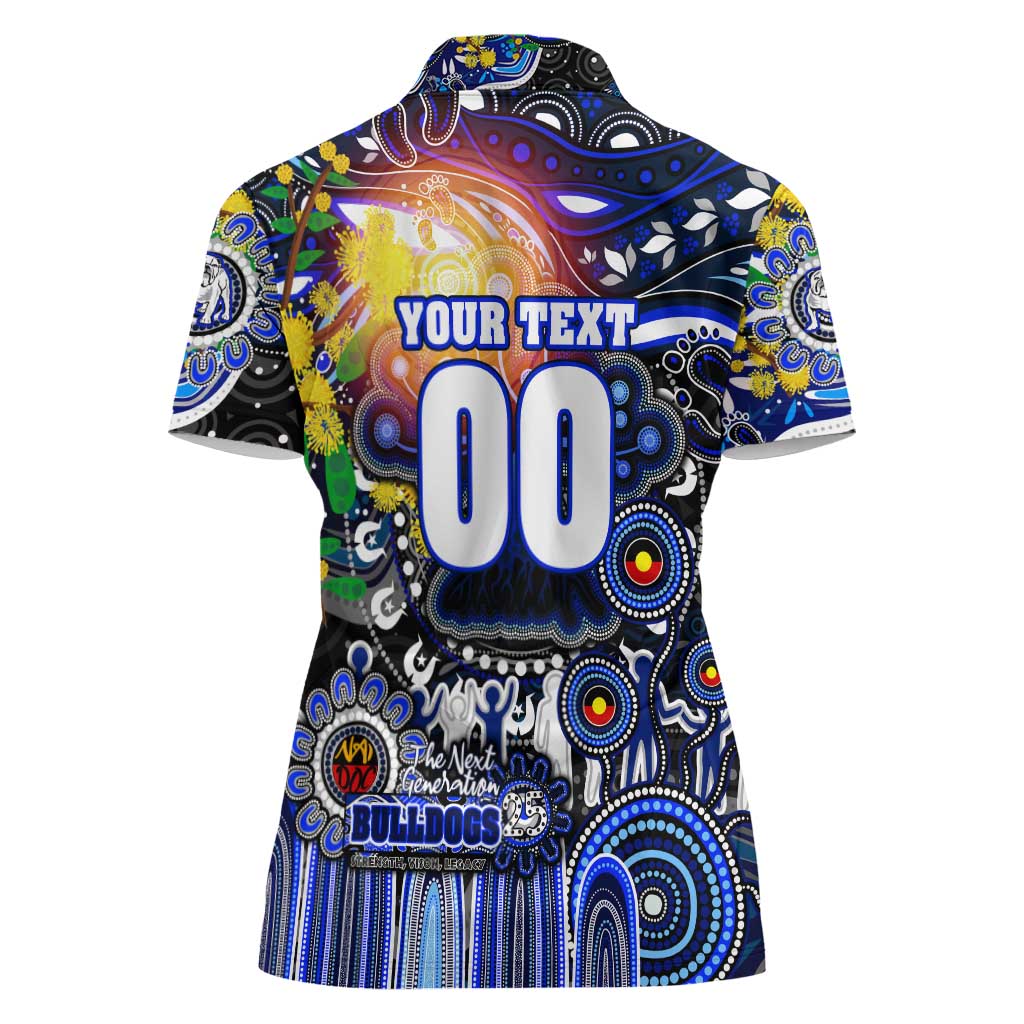 Personalised NAIDOC Week 2025 Bulldogs Rugby Women Polo Shirt Aboriginal Dot Painting