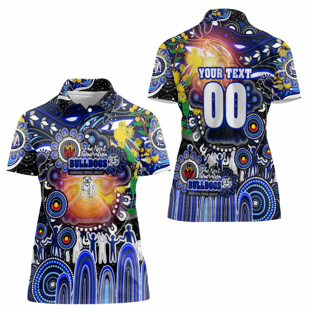 Personalised NAIDOC Week 2025 Bulldogs Rugby Women Polo Shirt Aboriginal Dot Painting