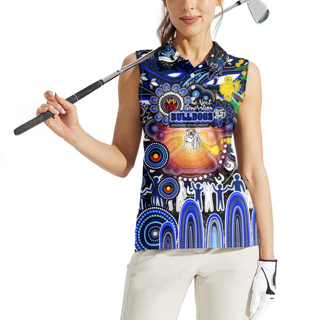 Personalised NAIDOC Week 2025 Bulldogs Rugby Women Sleeveless Polo Shirt Aboriginal Dot Painting