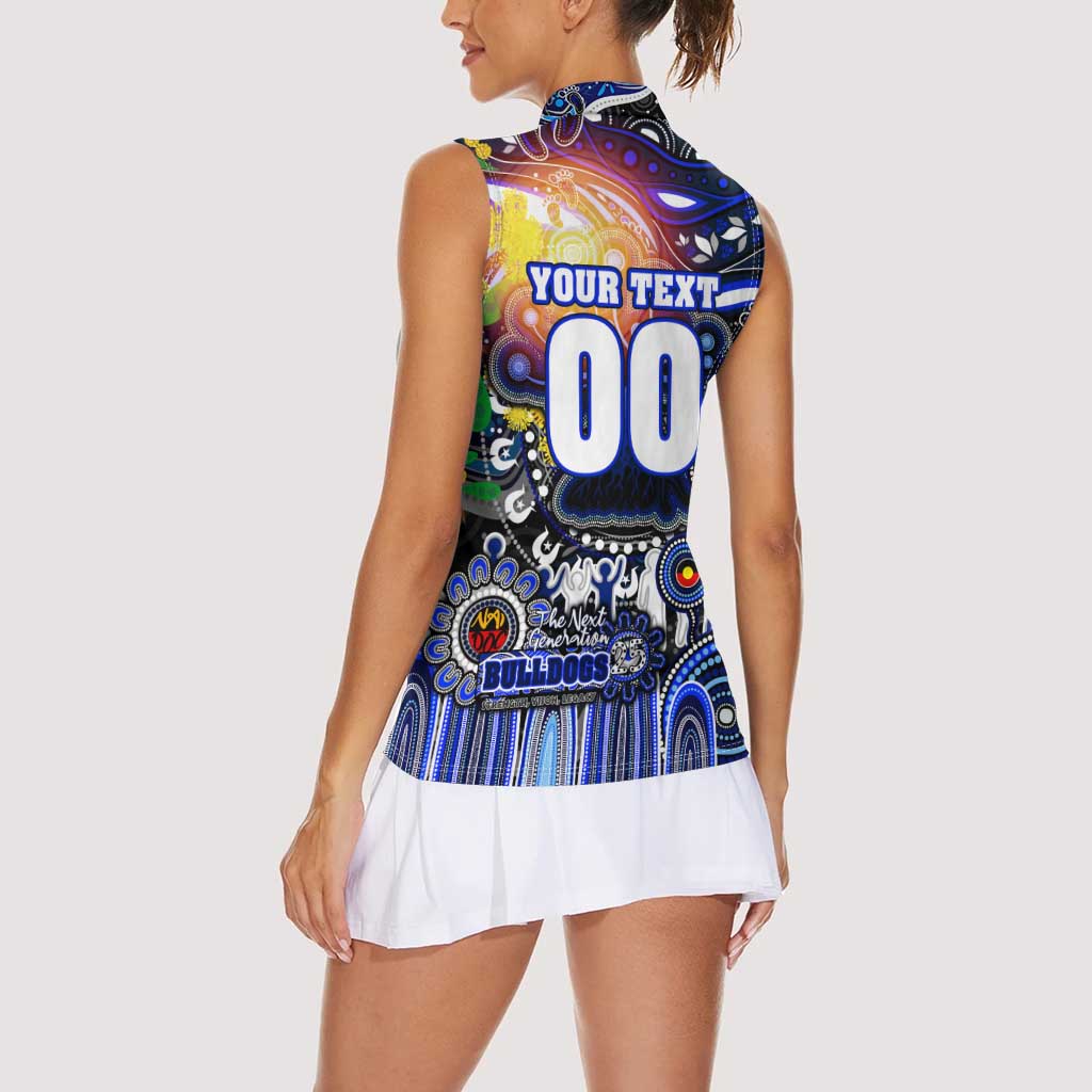 Personalised NAIDOC Week 2025 Bulldogs Rugby Women Sleeveless Polo Shirt Aboriginal Dot Painting