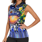 Personalised NAIDOC Week 2025 Bulldogs Rugby Women Sleeveless Polo Shirt Aboriginal Dot Painting