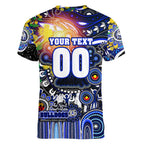 Personalised NAIDOC Week 2025 Bulldogs Rugby Women V-Neck T-Shirt Aboriginal Dot Painting