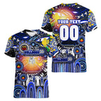 Personalised NAIDOC Week 2025 Bulldogs Rugby Women V-Neck T-Shirt Aboriginal Dot Painting