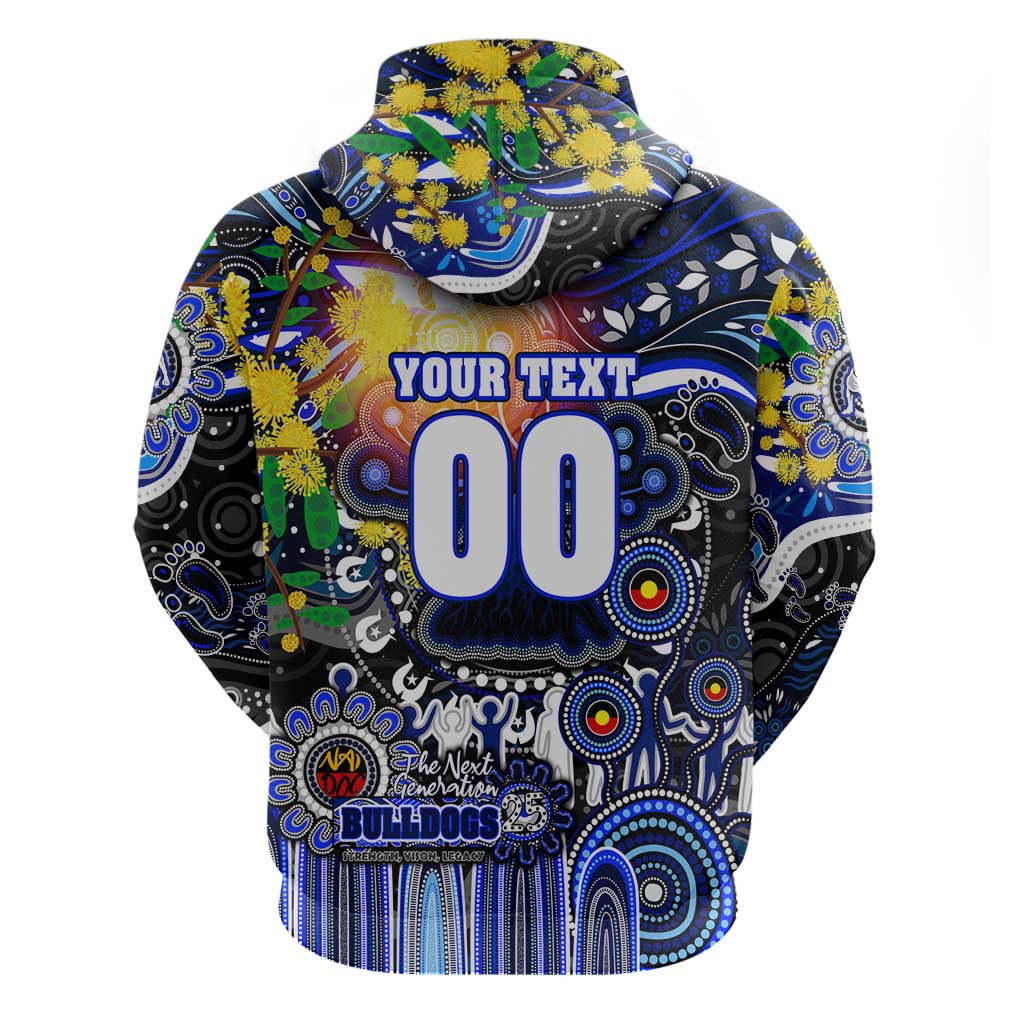 Personalised NAIDOC Week 2025 Bulldogs Rugby Zip Hoodie Aboriginal Dot Painting