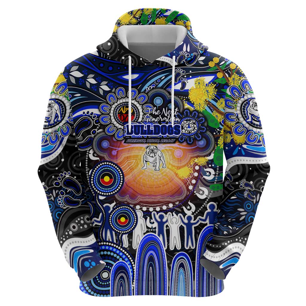 Personalised NAIDOC Week 2025 Bulldogs Rugby Zip Hoodie Aboriginal Dot Painting