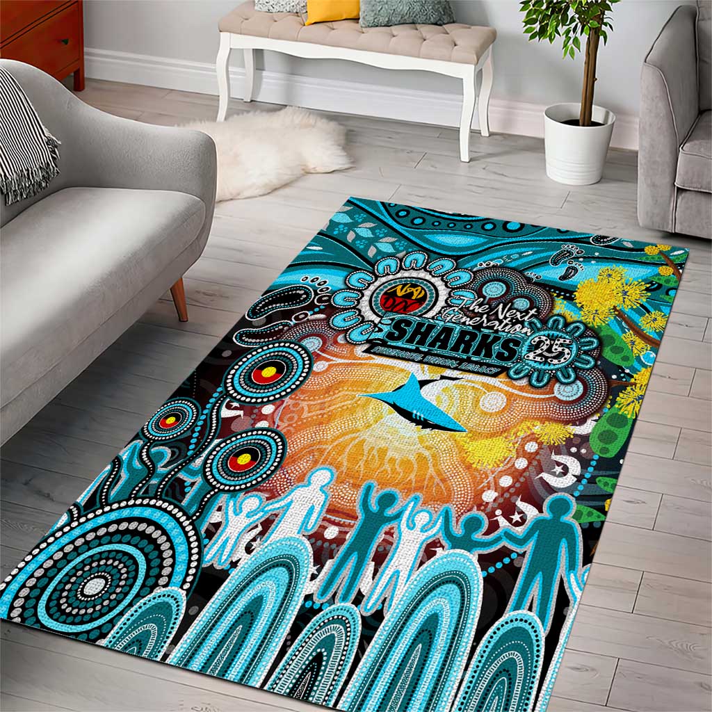 NAIDOC Week 2025 Sharks Rugby Area Rug Aboriginal Dot Painting