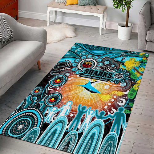 NAIDOC Week 2025 Sharks Rugby Area Rug Aboriginal Dot Painting