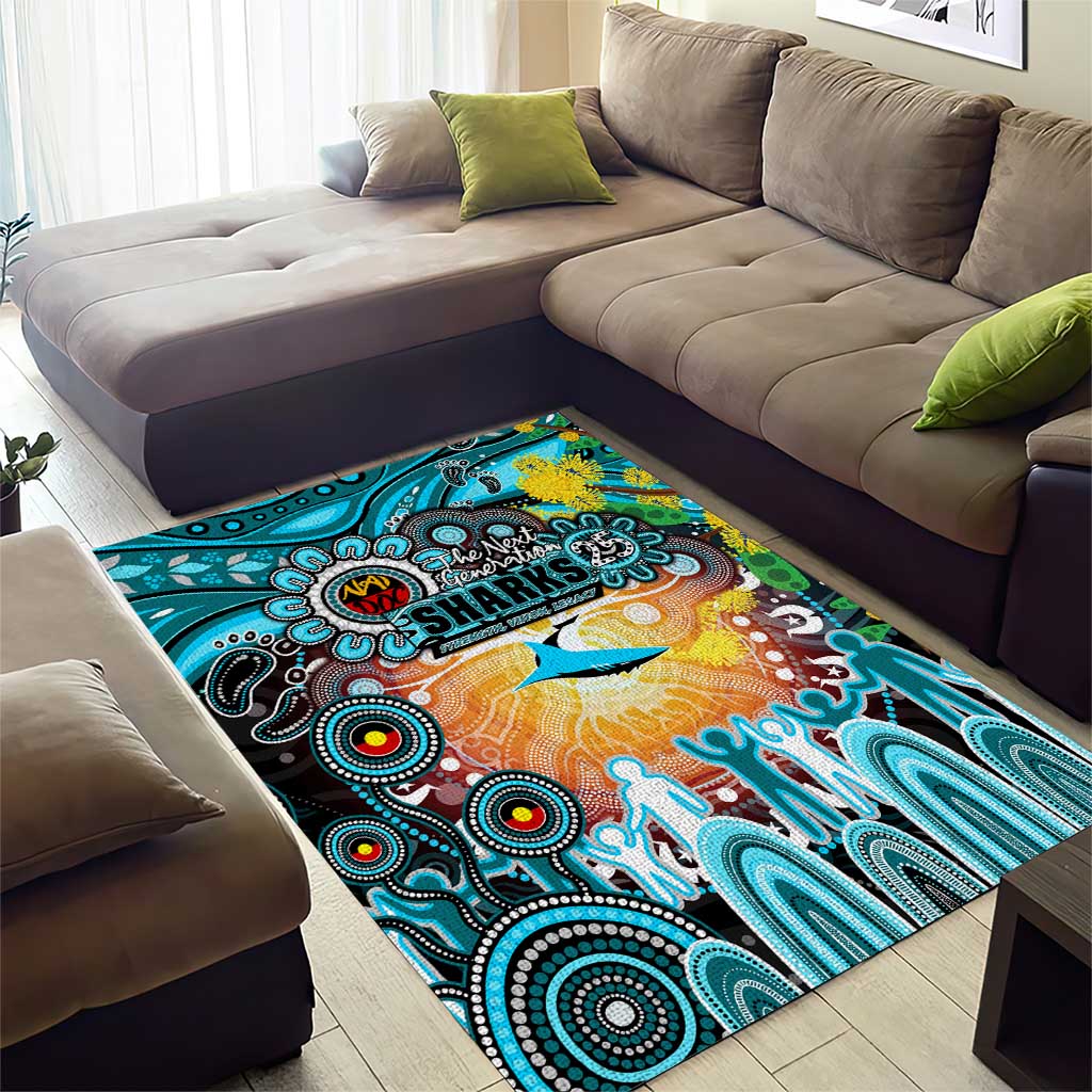 NAIDOC Week 2025 Sharks Rugby Area Rug Aboriginal Dot Painting