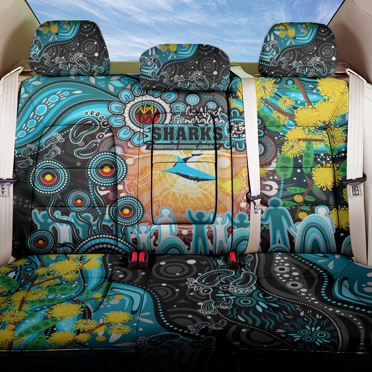 NAIDOC Week 2025 Sharks Rugby Back Car Seat Cover Aboriginal Dot Painting