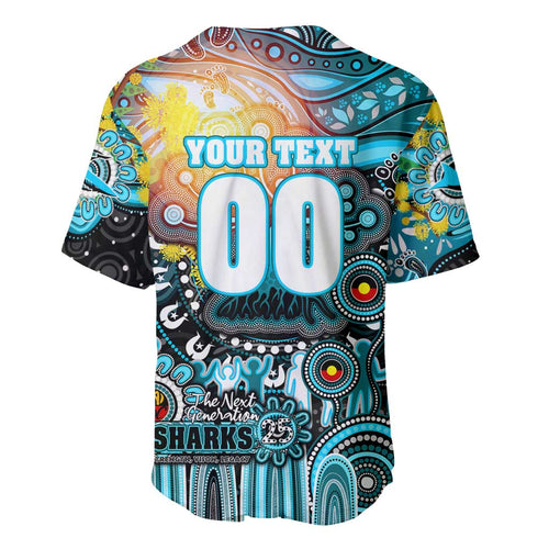 Personalised NAIDOC Week 2025 Sharks Rugby Baseball Jersey Aboriginal Dot Painting