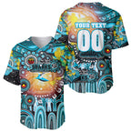 Personalised NAIDOC Week 2025 Sharks Rugby Baseball Jersey Aboriginal Dot Painting