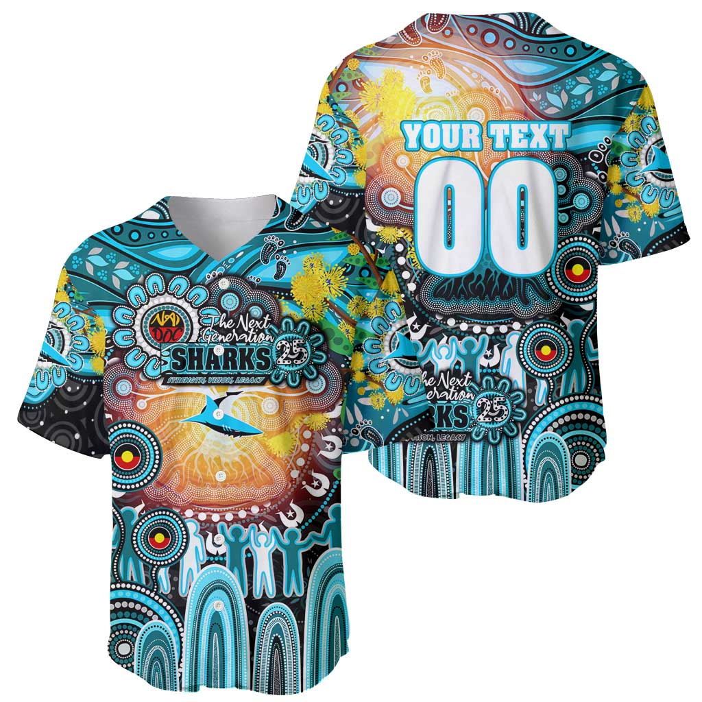 Personalised NAIDOC Week 2025 Sharks Rugby Baseball Jersey Aboriginal Dot Painting