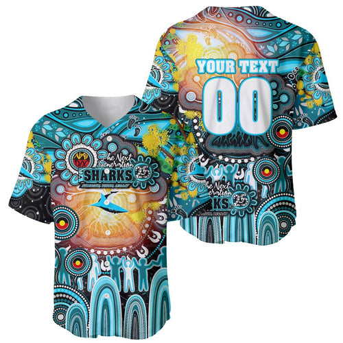 Personalised NAIDOC Week 2025 Sharks Rugby Baseball Jersey Aboriginal Dot Painting
