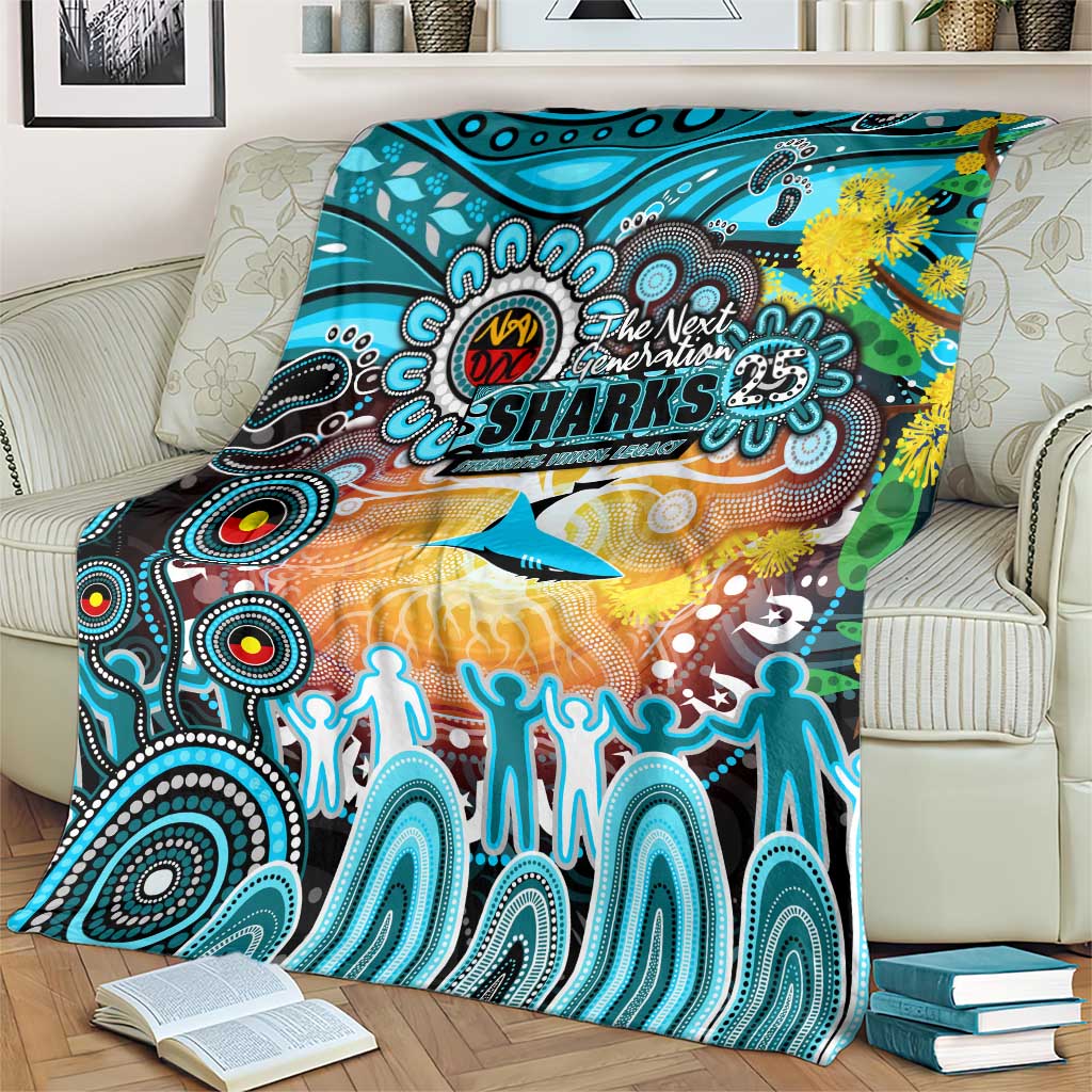 NAIDOC Week 2025 Sharks Rugby Blanket Aboriginal Dot Painting