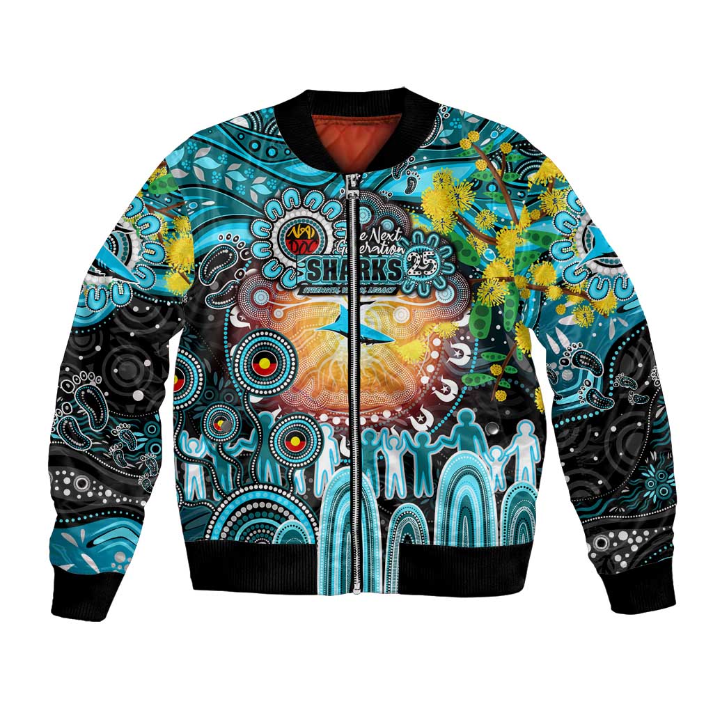 Personalised NAIDOC Week 2025 Sharks Rugby Bomber Jacket Aboriginal Dot Painting