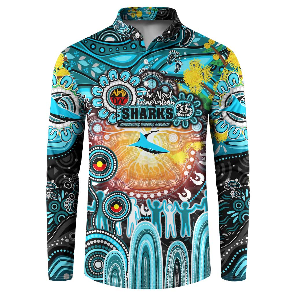 Personalised NAIDOC Week 2025 Sharks Rugby Button Sweatshirt Aboriginal Dot Painting