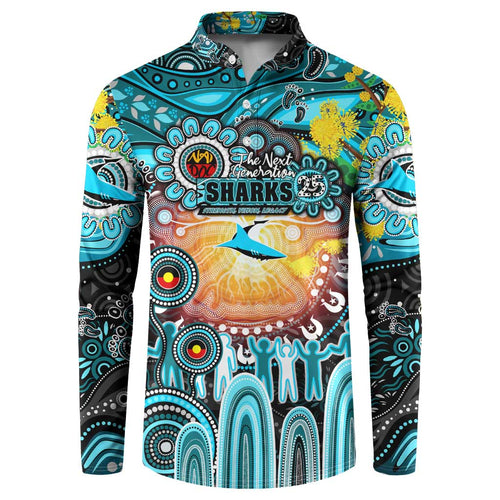 Personalised NAIDOC Week 2025 Sharks Rugby Button Sweatshirt Aboriginal Dot Painting