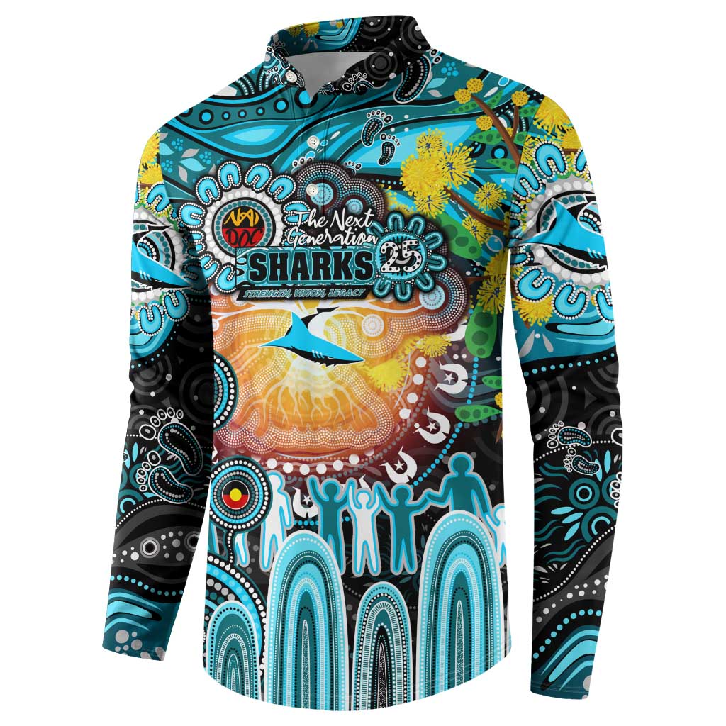 Personalised NAIDOC Week 2025 Sharks Rugby Button Sweatshirt Aboriginal Dot Painting