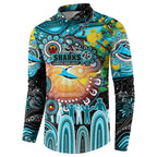 Personalised NAIDOC Week 2025 Sharks Rugby Button Sweatshirt Aboriginal Dot Painting