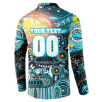 Personalised NAIDOC Week 2025 Sharks Rugby Button Sweatshirt Aboriginal Dot Painting